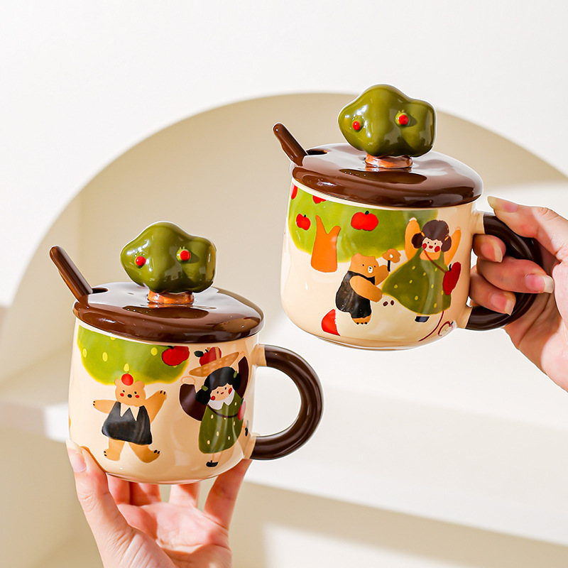 Anime Merchandise Mugs - Niedliche Cartoon-Anime-Merchandise, Apfelbaum-Mädchen, mit Keramik überzogene